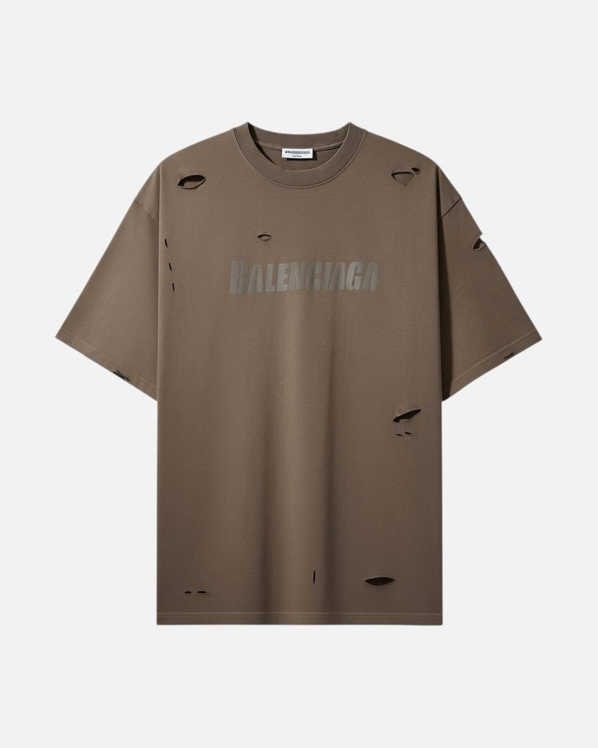 Balenciaga Caps Destroyed Brown Tee - photo 1