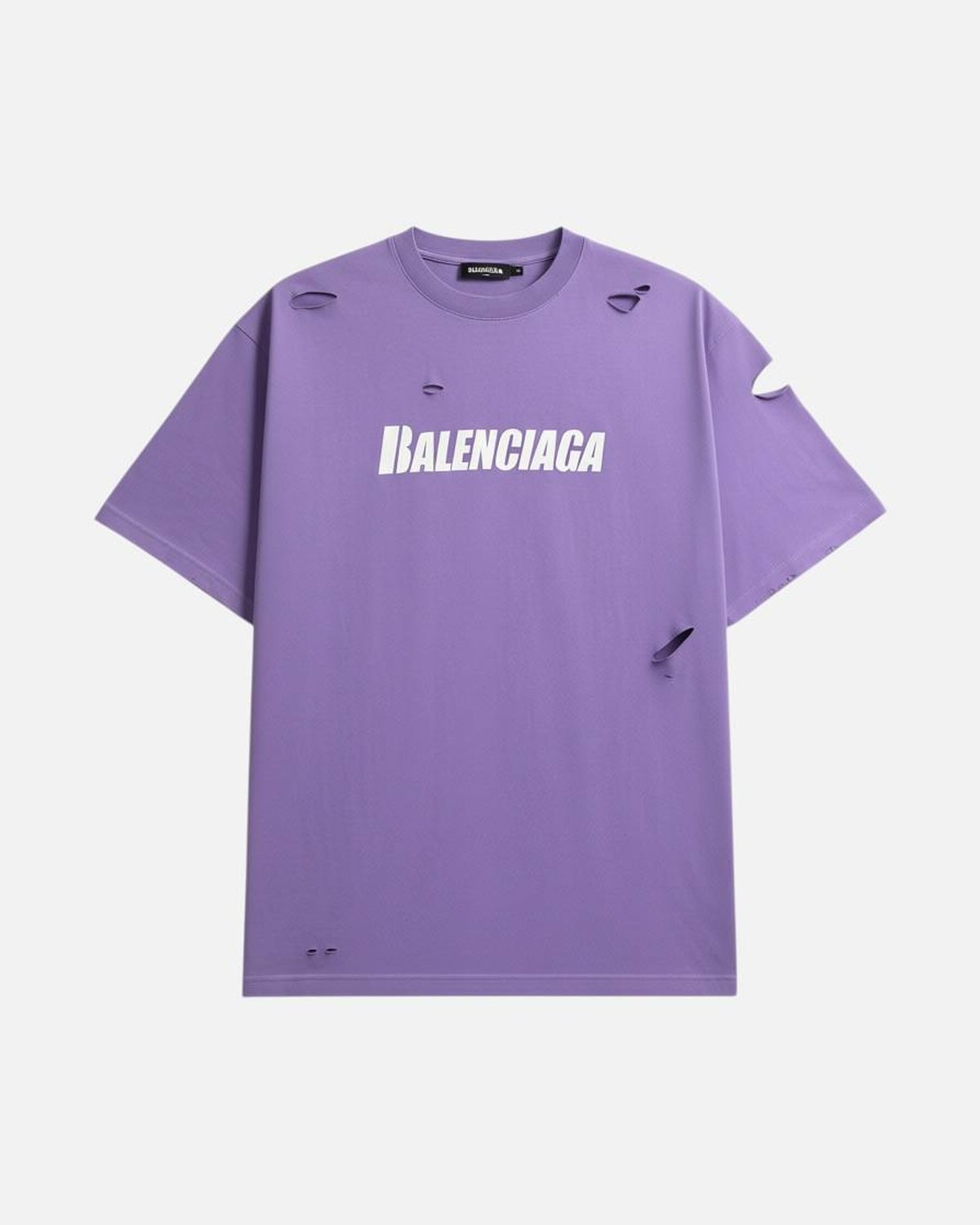 Balenciaga Caps Destroyed Purple Tee - photo 1