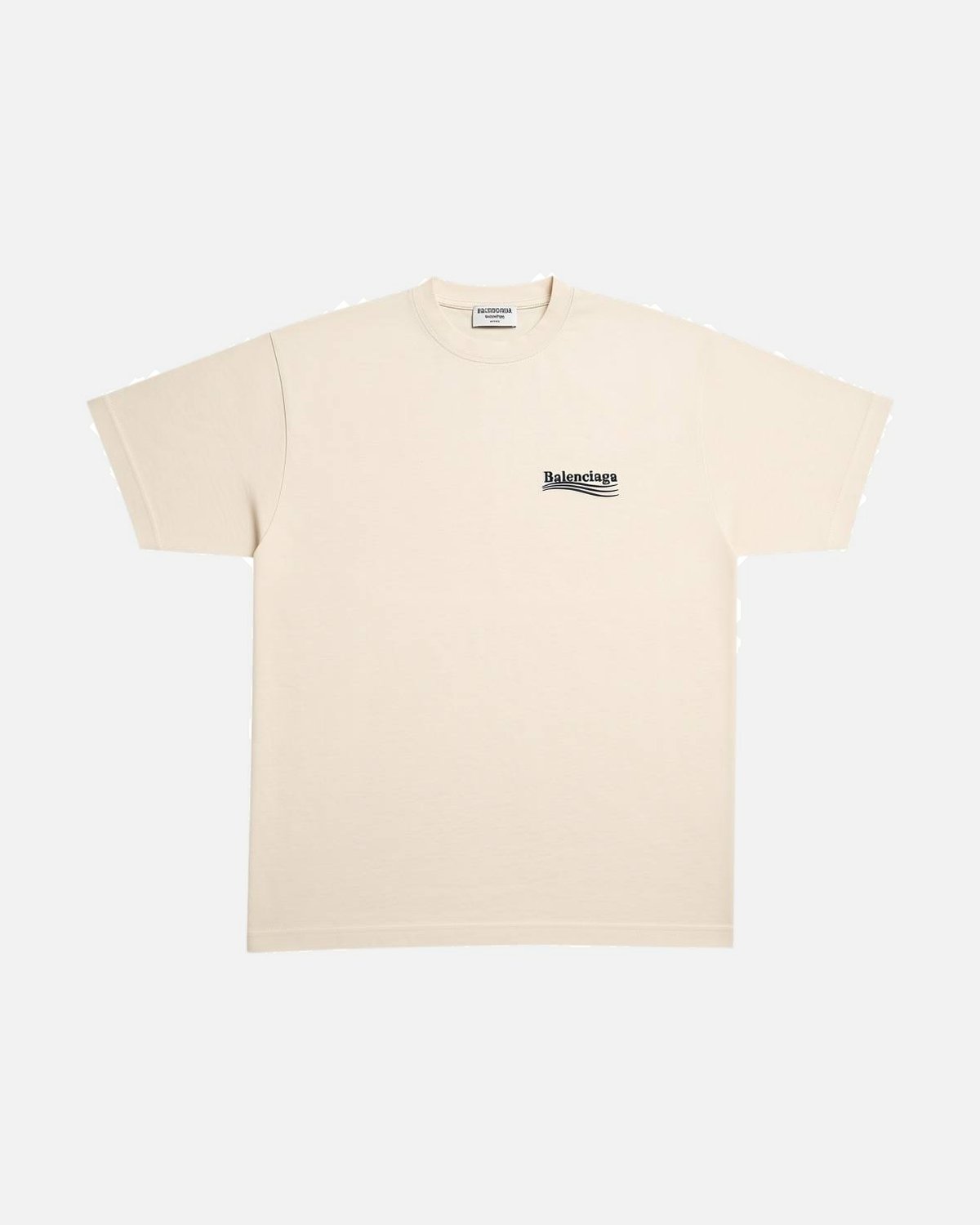 Balenciaga Political Campaign Logo Embroidered Beige Tee - photo 2