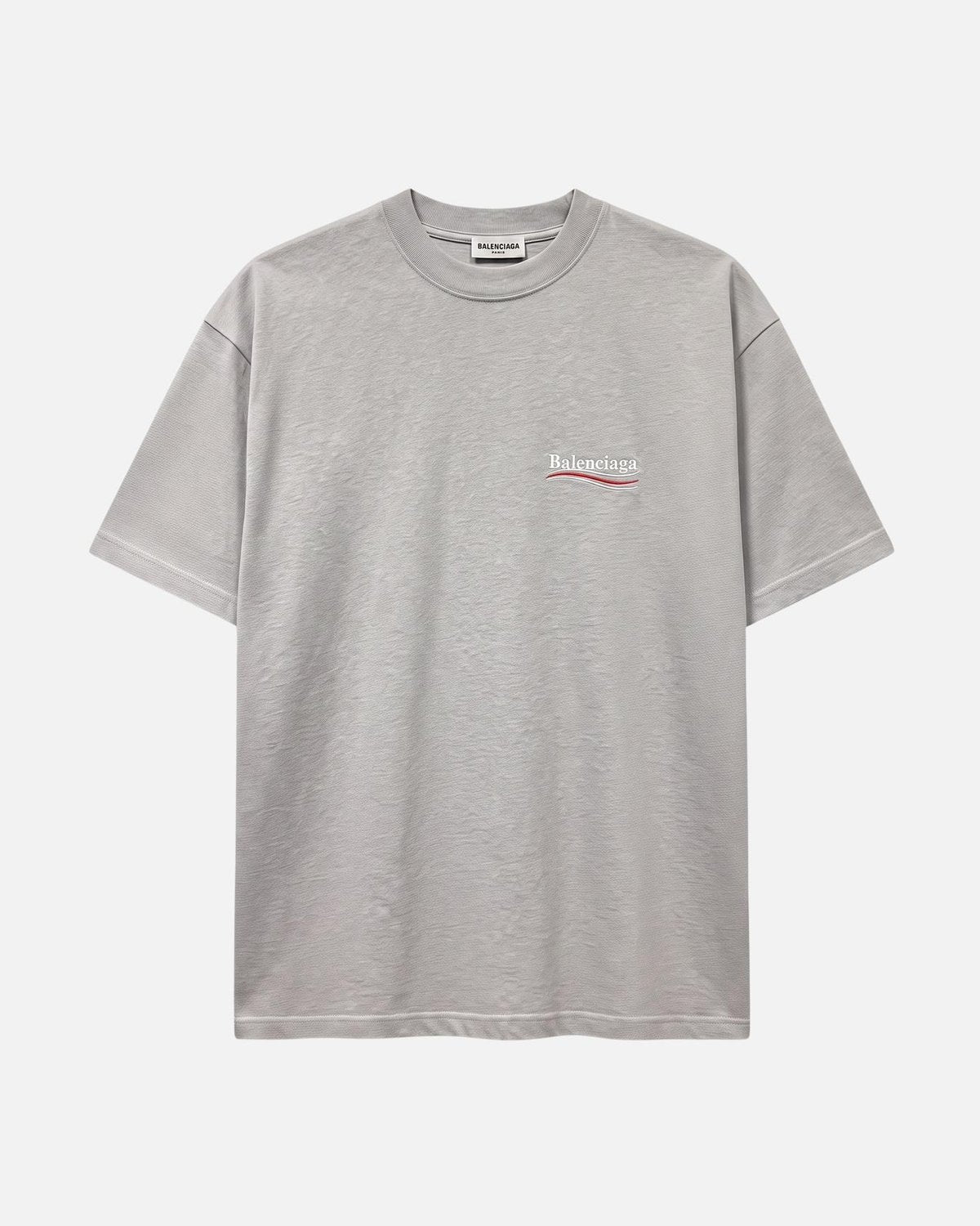Balenciaga Political Campaign Logo Embroidered Grey Tee - photo 1