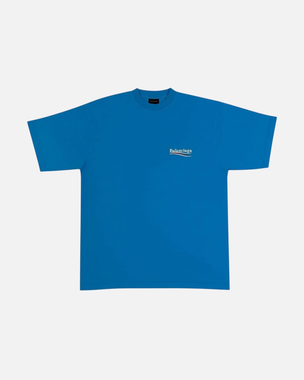 Balenciaga Political Campaign Logo Printed Blue Tee - photo 1