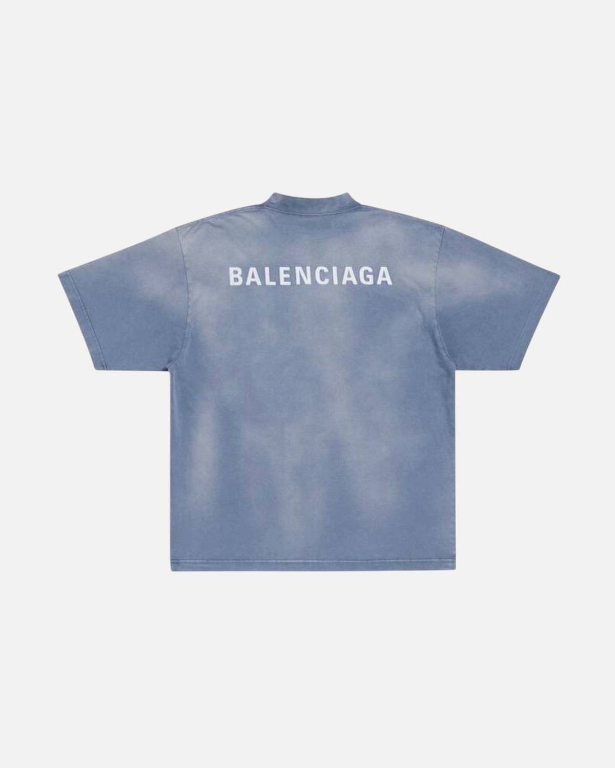 Balenciaga Rear Embroidered Center Logo Blue Tee - photo 2
