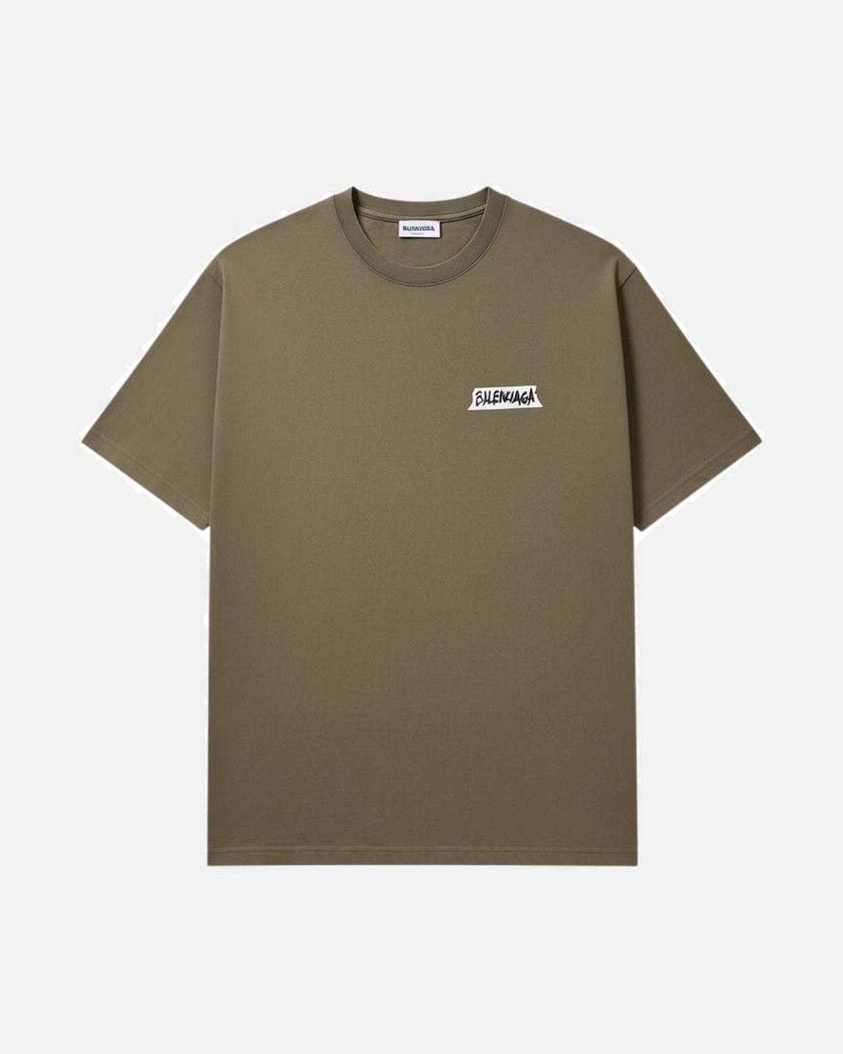 Balenciaga Tape Front Khaki Logo Tee - photo 1