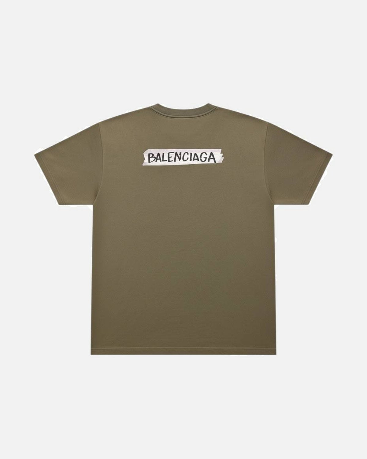 Balenciaga Tape Front Khaki Logo Tee - photo 2
